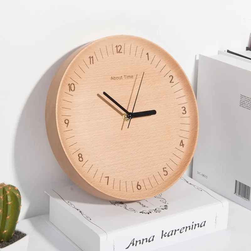Japanese Minimalist Lifestyle - นาฬิกาแขวนผนังสไตล์ญี่ปุ่นสีไม้แบบมินิมอลอิตาลี นาฬิกาแขวนผนังห้องนั่งเล่นสไตล์เรโทร ของตกแต่งบ้านระดับไฮเอนด์ Duvar Saati FYWC