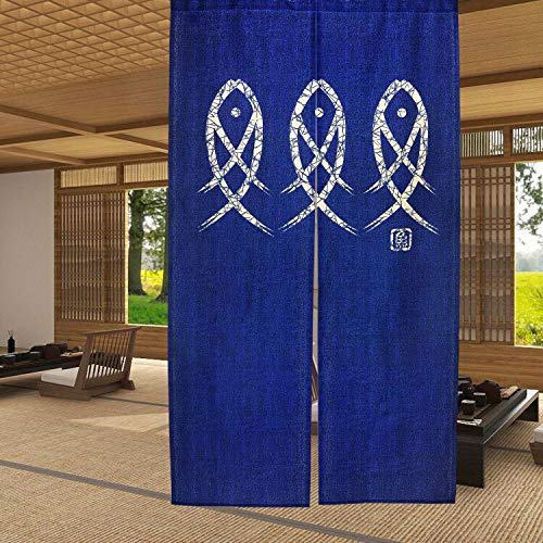 Noren Curtain Doorway - ตัวอักษรโบราณปลาญี่ปุ่น Noren ผ้าม่านฉากกั้นห้องครัวผ้าม่านสําหรับห้องนอนตกแต่งบ้านผ้าลินินผ้าม่านประตู