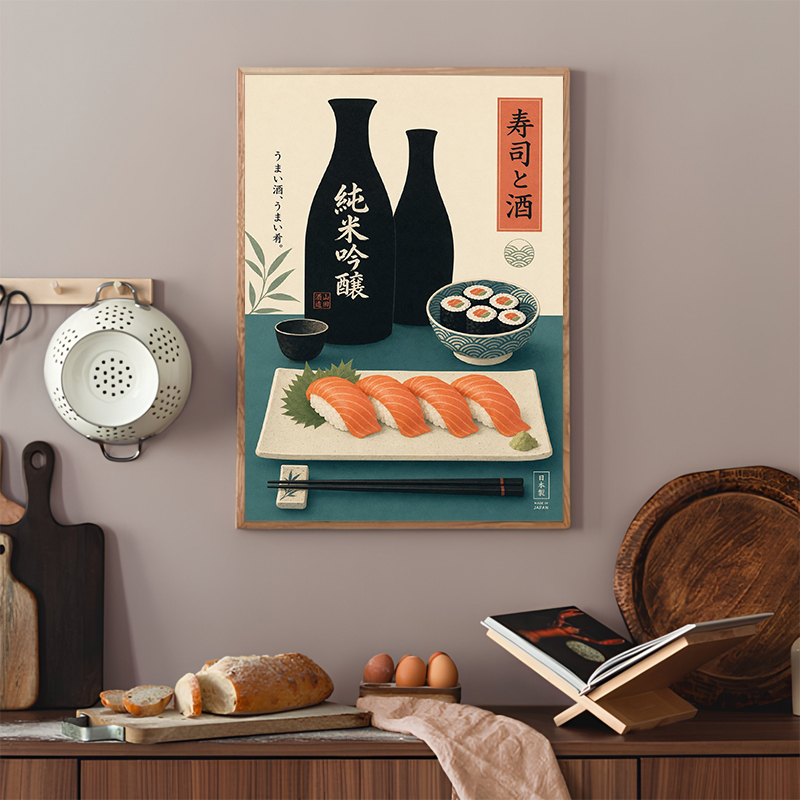โปสเตอร์ซูชิญี่ปุ่น ภาพพิมพ์ตก - Japanese Minimalist Lifestyle บทวิจารณ์และราคา