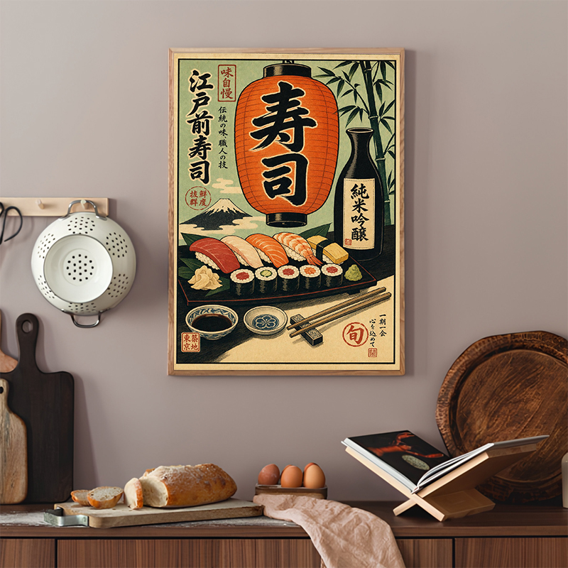 โปสเตอร์ซูชิญี่ปุ่น ภาพพิมพ์ตก - Japanese Minimalist Lifestyle บทวิจารณ์และราคา