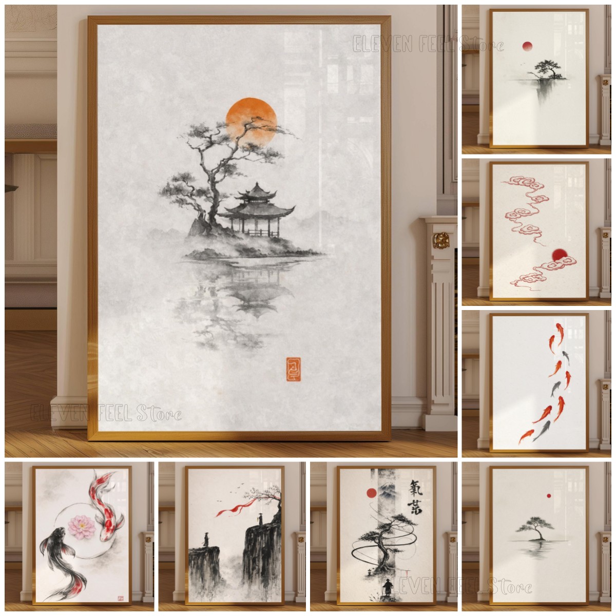 โปสเตอร์ต้นไม้หมึกญี่ปุ่น วาบิ - Japanese Minimalist Lifestyle บทวิจารณ์และราคา