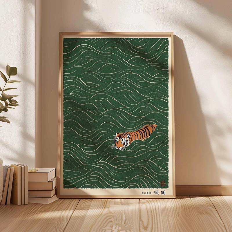 โปสเตอร์ลายเสือญี่ปุ่นวินเทจสไ - Japanese Minimalist Lifestyle บทวิจารณ์และราคา